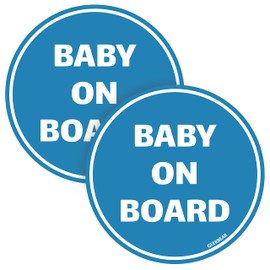 GEEKBEAR Baby on Board Sticker for Cars (Blue - 2 Pack) - Baby on Board - No Magnet or Suction Cup - Baby on Board Safety Sign - Cute and Funny Baby in Car Sticker Decal