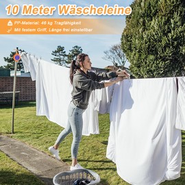Retractable Camping Clothesline, Pack of 2, 10 Metre Travel Clothesline, Portable Washing Line Set for Camping, Hiking, Hotel, Balcony