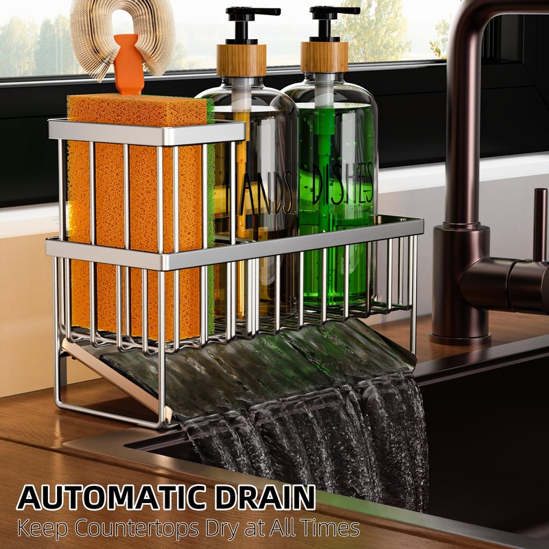 Cisily Kitchen Soap Dispenser Set with Pump, 16OZ Glass Bottle