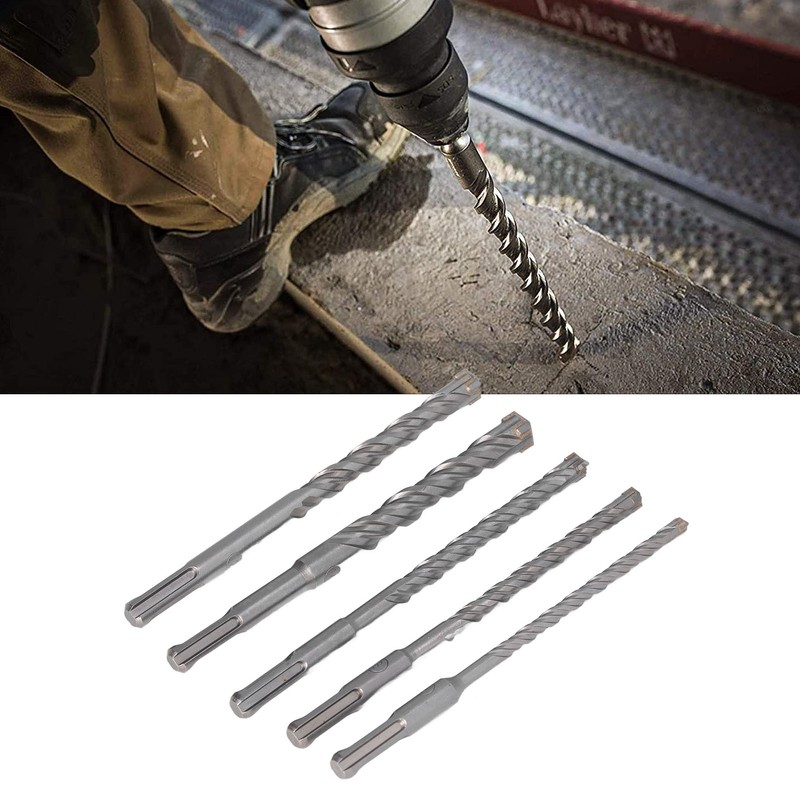 5PCS Masonry Drill Bit Set 40cr Cemented Carbide 160mm Drill