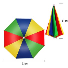 Umbrella Hat, 2 PCS Portable Waterproof Sun Protection Umbrella Cap with Elastic Band for Adults Kids Women Men (Color)