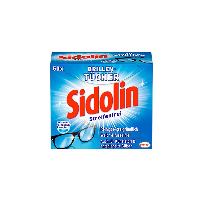 Sidolin Glasses Wipes, Pack of 2 (2 x 50 Pieces)
