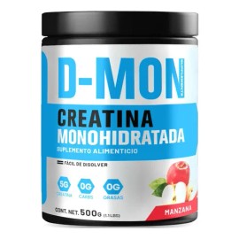 Creatina Monohidratada 500g D-mon En Polvo Sabores Manzana                                                                                            
