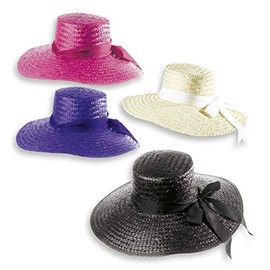 Straw Hat Lady Bow, Black