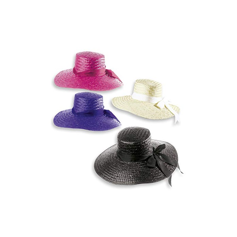 Straw Hat Lady Bow, Black