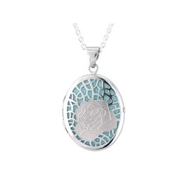 Sterling Silver Filigree Blue Oval Locket with 18" chain Gift Boxed
