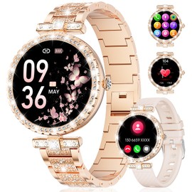 LIGE Reloj Inteligente Mujer con Llamadas Bluetooth Llamadas, 1.19" AMOLED Smartwatch Mujer con Función Femenina 100+Modos Deportivos Pulsómetro, Sueño, Impermeable IP68 para iOS Android Oro