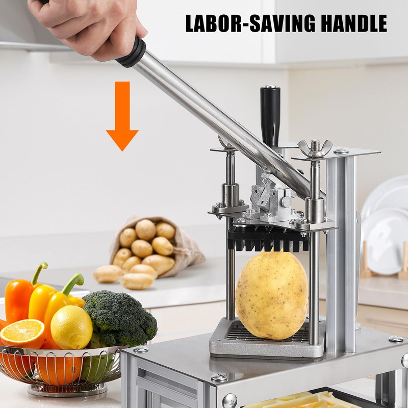 Commercial Vegetable Fruit Chopper, Stainless Steel French Fry Cutter with