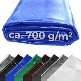 Truck Tarpaulin, 700 g Sold by the Metre, PVC Tarpaulin, Visual High-Quality, Varnished on Both Sides, Easy to Clean, 100% Waterproof, High UV Resistance, High Tear Resistance (1.00 x 2.50 m, Blue)
