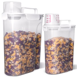 Uppetly Rice Airtight Dry Food Storage Containers 2 Pack, BPA Free Plastic Storage Bin Dispenser with Pourable Spout, Portable Handle, Kitchen Pantry Organization for Cereal, Flour and Baking Supplies