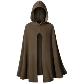 Kids Medieval Renaissance Hooded Cloak Costume Boys Girls Cape Archer Hunter Ranger Wizard Robe Cosplay Brown S