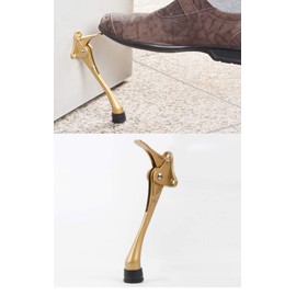 OGC 6-Inch Flip Down Door Stopper, Door-Mounted Kickdown Door Holder with Adjustable Rubber Tip, Brass