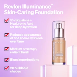 Revlon Illuminance Skin-Caring Liquid Foundation, Hyaluronic Acid, Hydrating and Nourishing Formula with Medium Coverage, 505 Rich Sand, 1 fl oz
