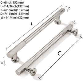 khtumeware 6 Inch Hole Center 2 Pack Polished Nickel Heavy Duty Solid Cabinet Pulls, Kitchen Drawer Handles, for Dresser cabinets, cabinets, Door cabinets, Hardware