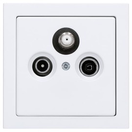 Busch Hunter Complete Set / Antenna Socket Insert Radio / TV / SAT (**) WISI + Single Frame and Cover All in Busch Jäger Future Linear Studio White
