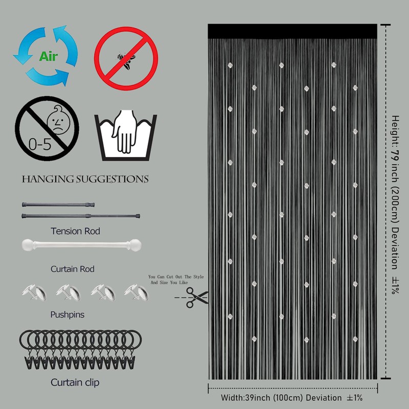 Beaded String Curtains for Doorways Boho Bedroom Decor Hanging Door