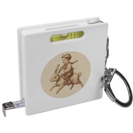 Azeeda 'Boy Riding Bunny' Keyring Tape Measure/Spirit Level Tool (KM00041185)