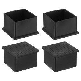 sourcing map Rubber Furniture Leg Caps, 4Pcs 45x45mm Rectangle Chair Leg Tips Caps, Furniture Foot End Caps Covers Floor Protectors for Table, Chair, Machinery Equipment Feet (Black)