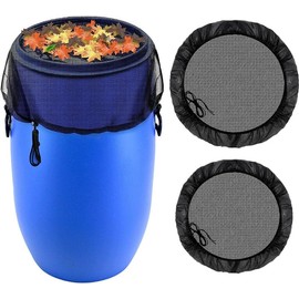 Mesh Cover for Rain Barrel, 2Pcs Water Collection Buckets Cover with Drawstring, Rain Harvesting Tool Protector, Netting Screen to Keep Mosquitoes, Leaves and Debris, 31.5" Diameter (2)