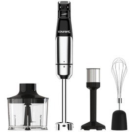 Courant Portable Immersion Hand Blender, Powerful 400W Stick Blender, Dual Speed,Blending shaft Whisk,Chopper,Masher, Beaker Stainless Steel, Variable Speed LED Display
