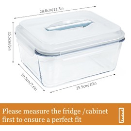 Komphy Large Glass Food Storage Containers with Lids, 200 Oz/26 Cups Extra Large Leakproof Glass Meal Prep Containers Rectangular for Roasting Turkey, Store Leftover, Freezer Microwave & Oven Safe