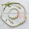 Wedding Pearl Necklace Earrings Set Crystal Bridal Faux Pearl Pendant