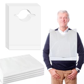 200 Pack Adult Bibs for Men, Disposable Bibs for Adults Waterproof & Oil-Proof, 22" Plastic Bib with Crumb Catcher for Elderly Women Eating