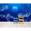 Jellyfish Floating Underwater Wall Mural. Deep Blue Ocean/Aquarium Theme Peel