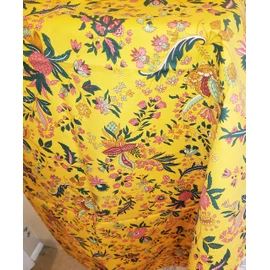 Le Cluny, Versailles Yellow French Provence Coated Cotton Tablecloth, 60 Inch x 60 Inch Square