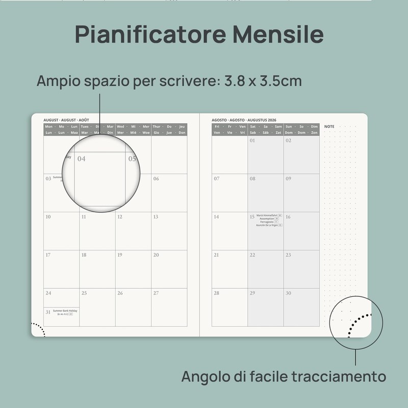 POPRUN Agenda 2026 2027 Settimanale Verticale 16,4 x 21,8cm