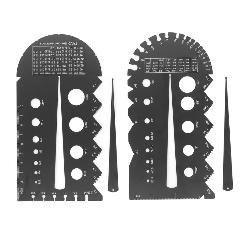 Thread Pitch Gauge Black Aluminum Alloy Metric Imperial Multi-Gauge Measuring