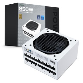 Vetroo 850W Power Supply Dual PCIe 5.1 ATX 3.1 Ready, 80 Plus Gold Full Modular, Quiet Operation with 120mm FDB Fan, 10-Year Warranty - White