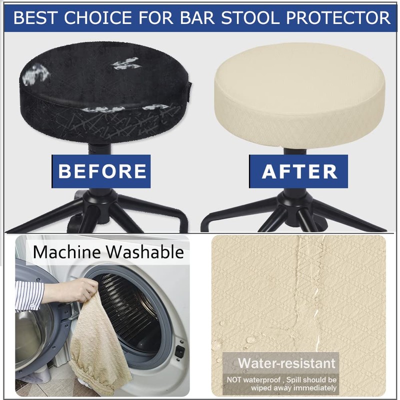 BUYUE Bar Stool Covers, Luxury Fabric Dia.16-18" Round Crease-Resistant Stretchy