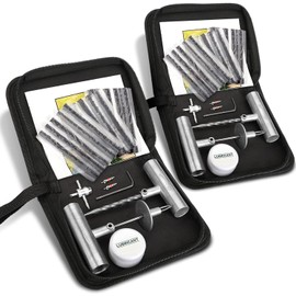 BETOOLL Tire Repair Kit, Sets of 2-24pcs Professional Heavy Duty Universal Emergency Flat Tire Repair Kit, for car Motorcycle, Truck, Golf Cart, ATV, Tractor, ARB, RV, SUV, Trailer etc.(Black)