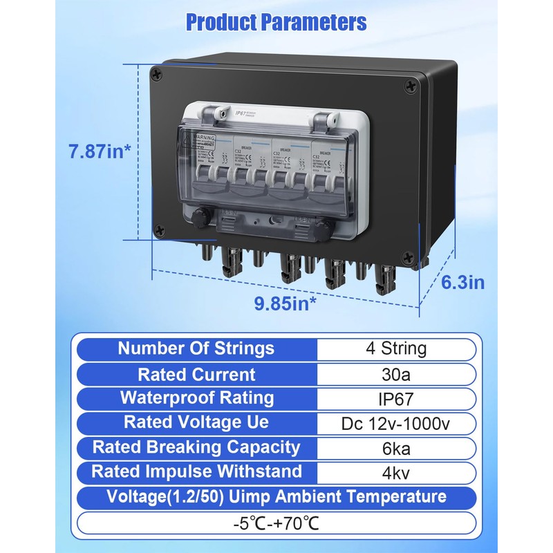 Solar Panel Disconnect Switch 4 String 32 Amp DC Circuit