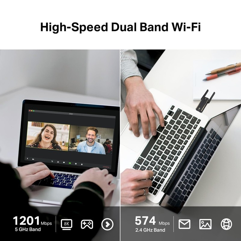AX1800 WiFi 6 USB Adapter, Dual Band 2.4G+5G Wireless Network