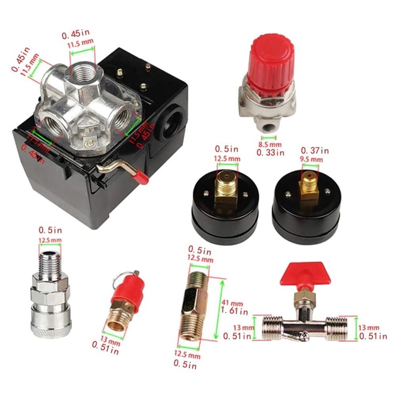 Xsdjasd Air Compressor Pressure Switch Air Compressor Switch 90-120PSI 4