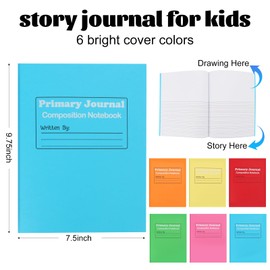 Primary Composition Notebooks K-2 Kids Handwriting Drawing Story Journal 9 3/4 x 7 1/2 Primary Journal Writing Journal 60 Page Notebook for Student School Supplies (48, Multicolor)