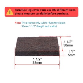 uxcell 16pcs Furniture Pads Square 1 1/2" Self-stick Non-slip Anti-scratch Felt Pads Floors Protector Dark Brown
