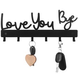 Otoolling Love You Bye Sign Key Holder Hook Wall Mounted Key Holder Rack Organizer Hanger with 6 Hooks for Wall Express Love Art Decor for Entryway Front Door Hallway Offic(Hook Style,10 x 4)