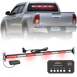 XRIDONSEN 35 inch Traffic Advisor Red White Emergency Light Bar 48 LED Strobe Lights Safety Hazard Warning Lights Front/Rear Window w/Display Controller for Volunteer Firefighter Vehicles Fire POV