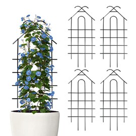 ARIFARO 40'' Metal Garden Trellis for Climbing Plants, Indoor/Outdoor Sturdy Plant Trellis for Potted Plants,House Plants, Climbing Vines, Pack of 4, Black