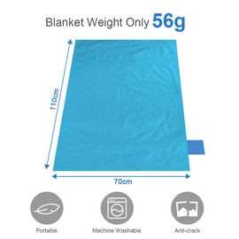 Ainiv Picnic Blanket, Mini Pocket Beach Mat 70 x 110 cm (1-2 People) Foldable, Lightweight Waterproof Sand Free, with Hand Strap, Foldable Thin Ground Sheet for Outdoor Camping Hiking Travel - Blue