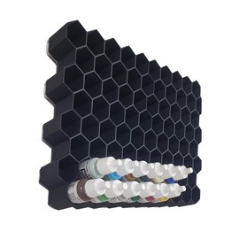 Hex Wall Mount Paint Dropper Holder – Compatible with Vallejo, Army Painter, Green Stuff World 17/18mL Bottles – Hobby Paint Rack for Miniature, Warhammer, Model Painting – Made in USA (2)