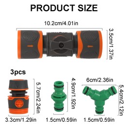 prota Regulating Valve, 6-Piece Garden Hose Connection Set, Double Connector, Garden Hose, Hose Coupling with Regulating Valve, Hose Coupling for Hose Extension