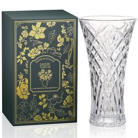 12Inch Glass Crystal Vase for Flowers with Luxury Gift Box, Elegant Tall Clear Vases for Wedding, Valentine Gift, Large Floreros Centerpieces for Living Room Home Décor
