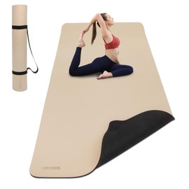Extra Wide Yoga Mat - 32" Non-Slip Thick 1/3 Inch POE Eco-Friendly Exercise Mat with Carrying Strap for Yoga, Pilates, Home Workouts (72x32x0.32 Inches)(Milk coffee)