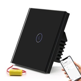 BSEED WiFi Touch Switch Black,1 Gang 1 Way Smart Light Switch Compatible with Alexa and Google Home,with Smart Life Remote Control and Timing Function(No Hub Required)-No Need Neutral Wire