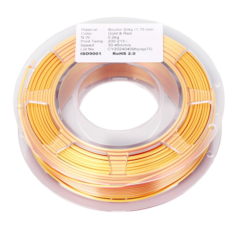 1.75mm PLA Filament Bundle Gold Red Dual Color Coextrusion Filament