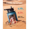 Coolflask Insulated Water Bottle with Strap, 32 oz Metal Water